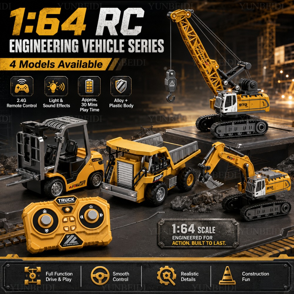 Rc Hobby Excavator - Mini voiture télécommandée en alliage 1:64,