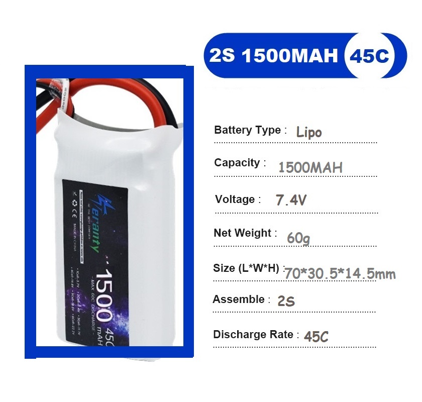 2 pièces 7.4V Lipo 2S batterie - Rc Hobby Grade Car avis et prix